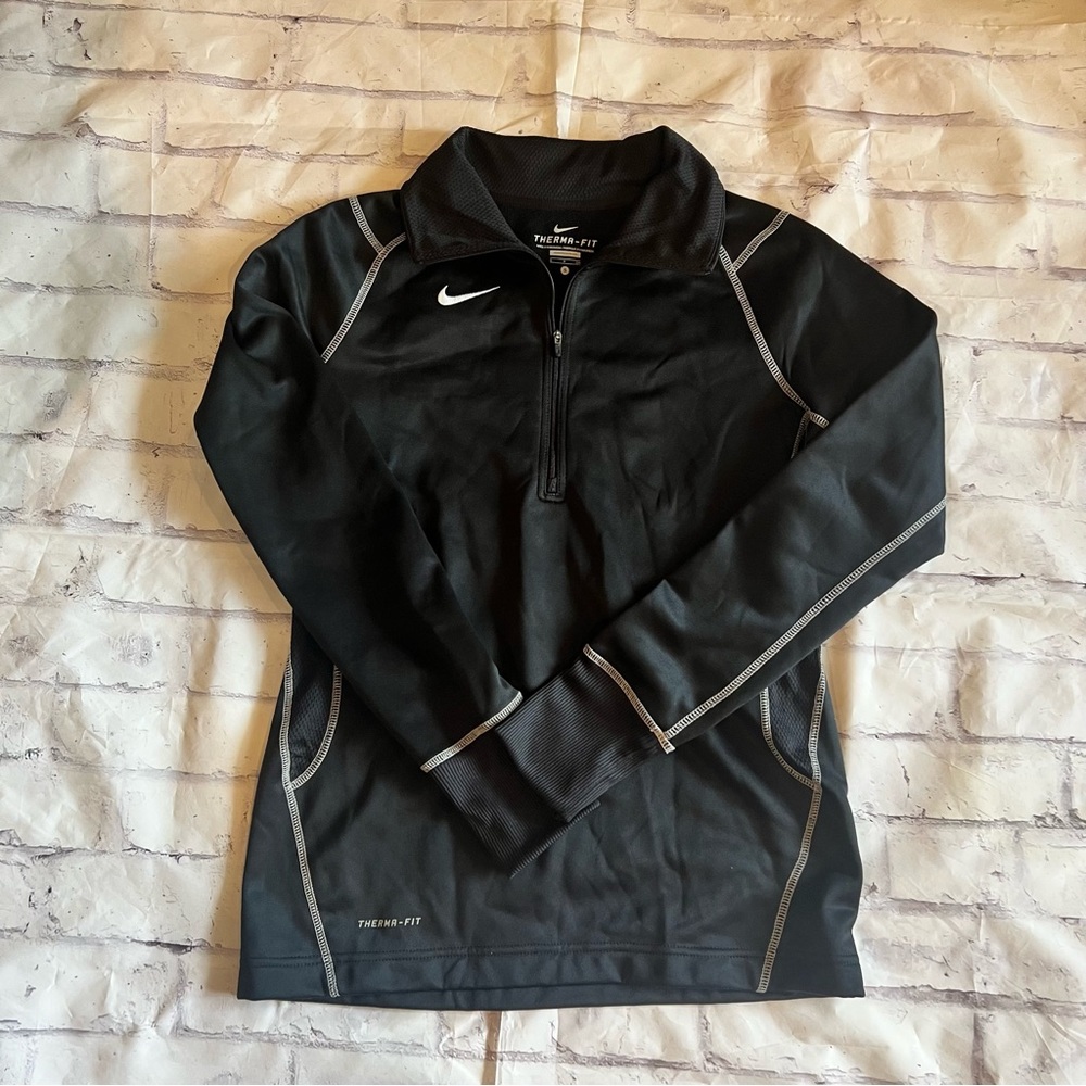 Nike Women's Small Therma-FIT 1/4 Zip Tennis Golf Long Sleeve Black Top NWT